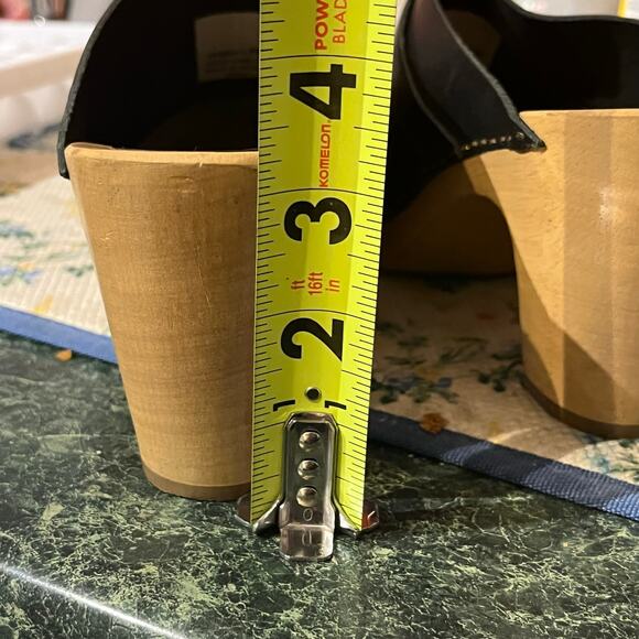 L.L. Bean Leather Wood Clogs Size 7 Chunky Platform Heels Cottagecore Boho Y2K - Picture 10 of 11